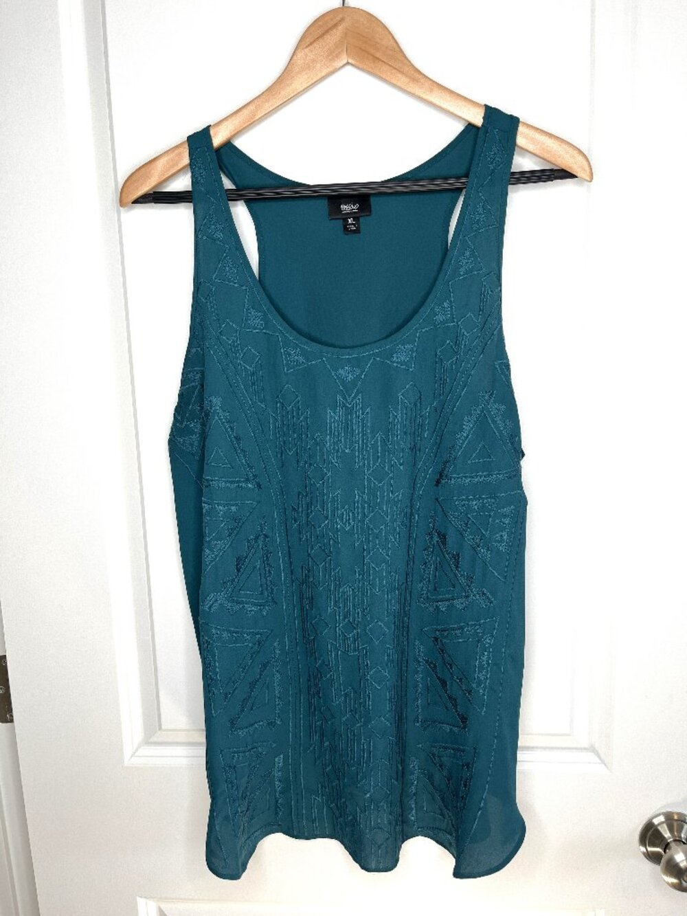 Massimo Womens XL Green-Blue Sleeveless Flowy Tank Top Shirt Round Neck
